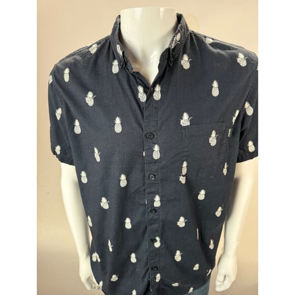 Mens Hawaiian Shirt By Molokai Surf Co. Pineapple Print Short Sleeve Button-Up L - Picture 16 of 16